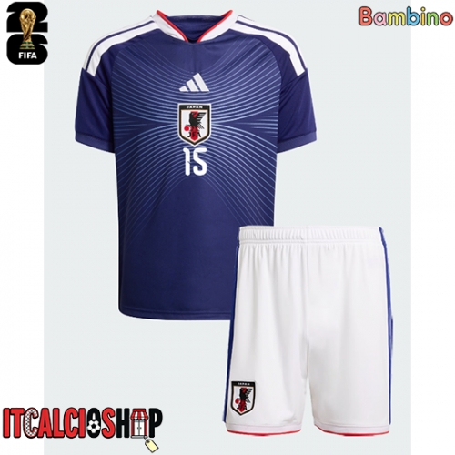 Giappone Daichi Kamada #15 Prima Maglia Bambino Mondiali 2026 Manica Corta (+ Pantaloni corti)